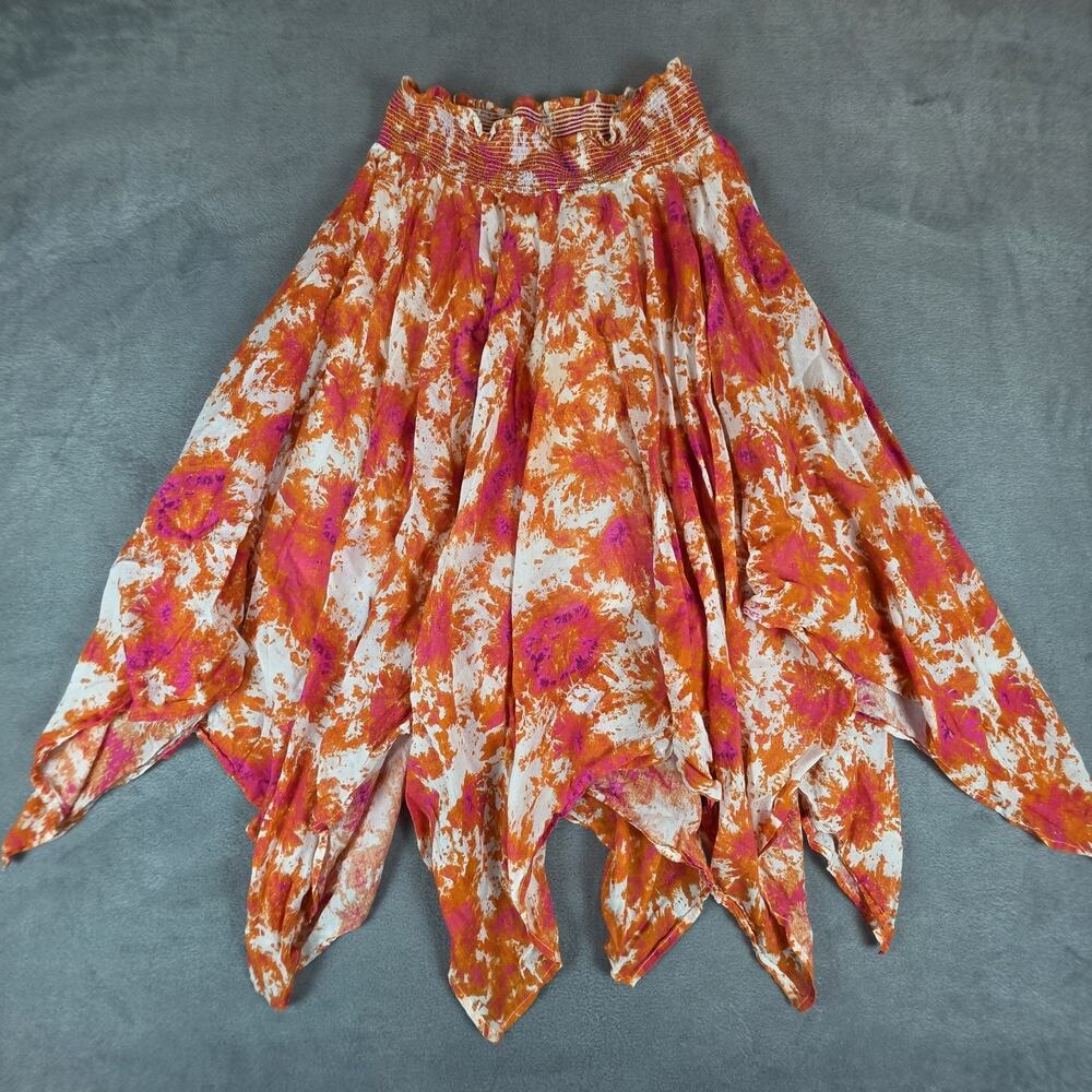 Dejavu James Handkerchief Hem Skirt Womens Floral Boho Elastic Waist